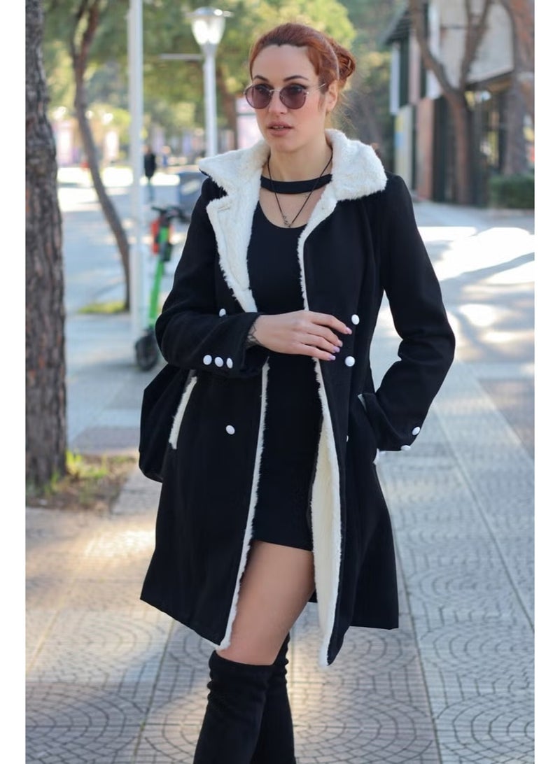 Barbora Winter Casual Cashmere Women's Coat BT306BLACK8 - Image 3